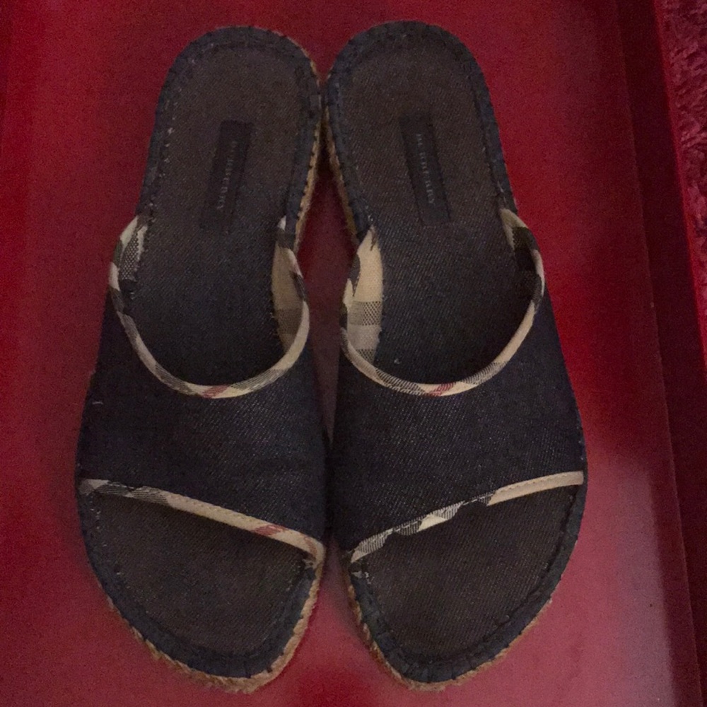 Denim Burberry Slides